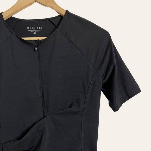 Athleta Pacifica Wrap Front Quarter Zip Black Tee Size XS - Picture 3 of 7